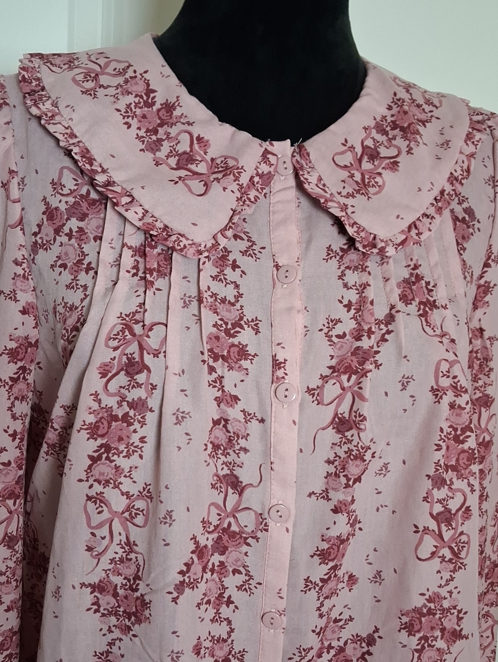 Francesca's Vicki Floral Bib Collar Blouse ** Size Small - Picture 5 of 9